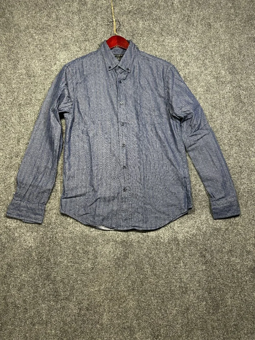 Banana Republic Shirt Mens Small Slim  Fit Button Down Chambray Polka Dot Cotton